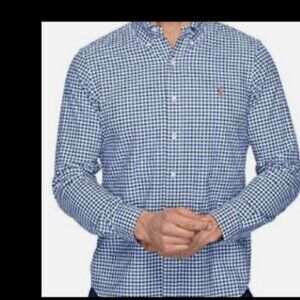 RALPH LAUREN Oxford Shirt Mens XL Blue White Check Gingham Pony